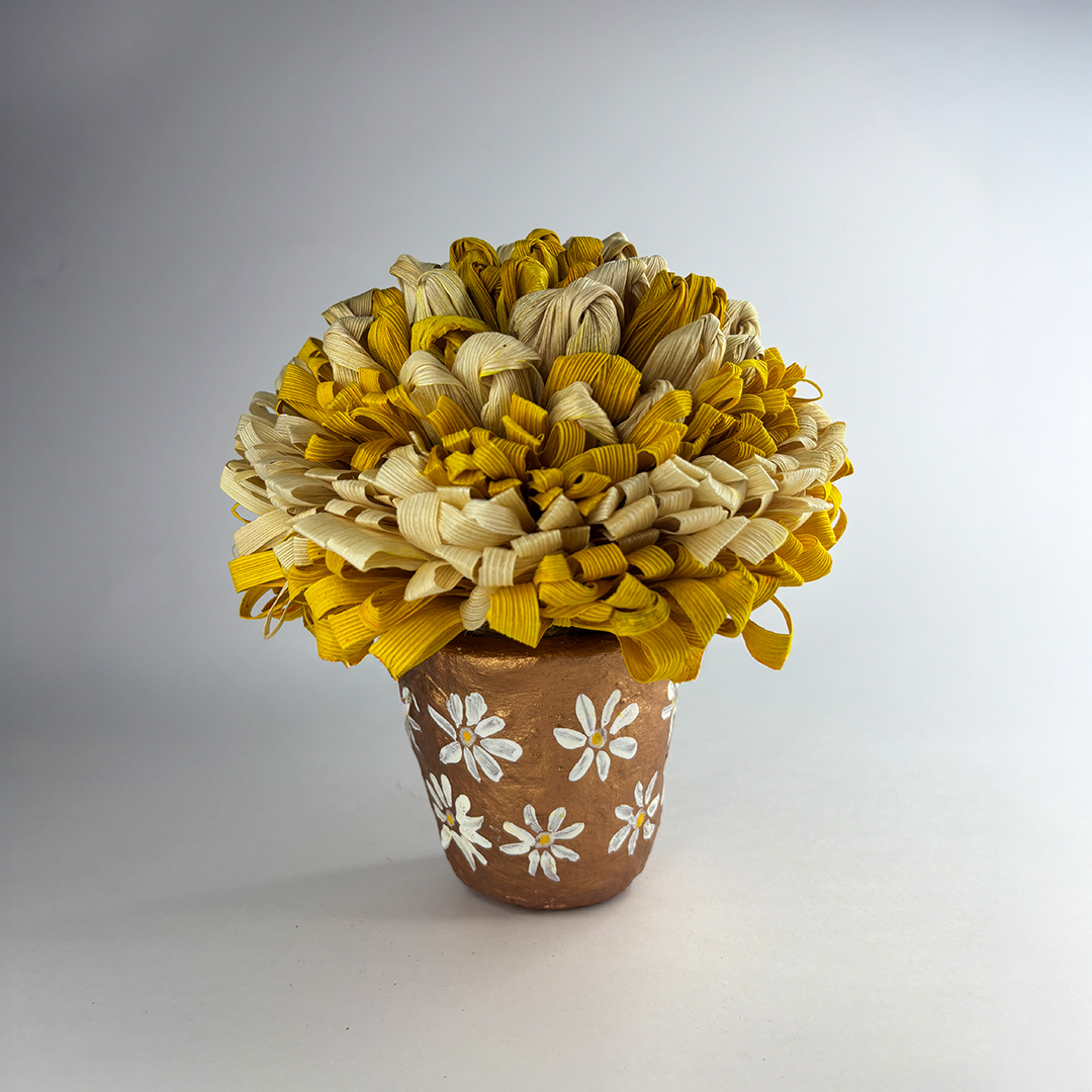 Cornhusk Flower With Paper Pot