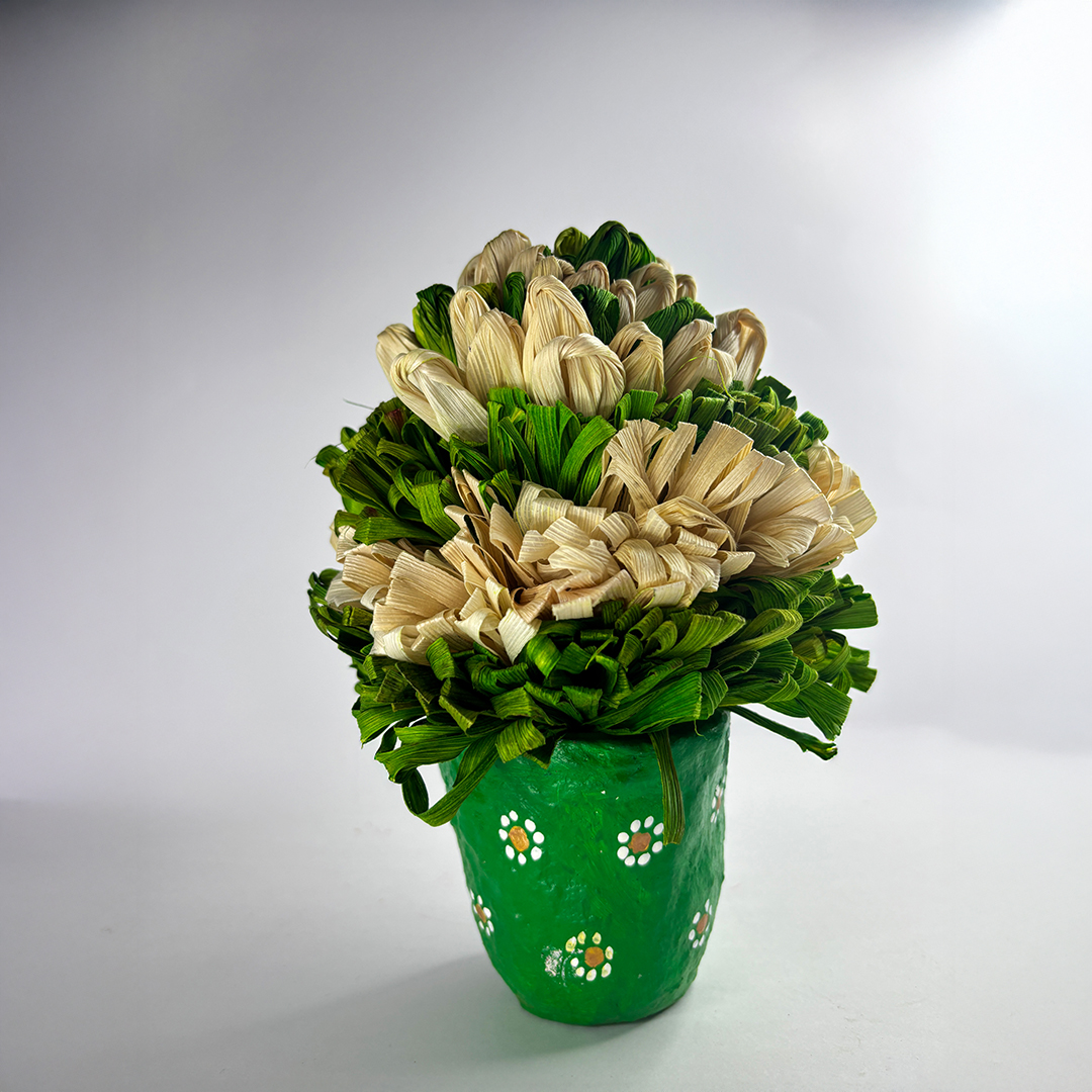 Cornhusk Flower With Paper Pot