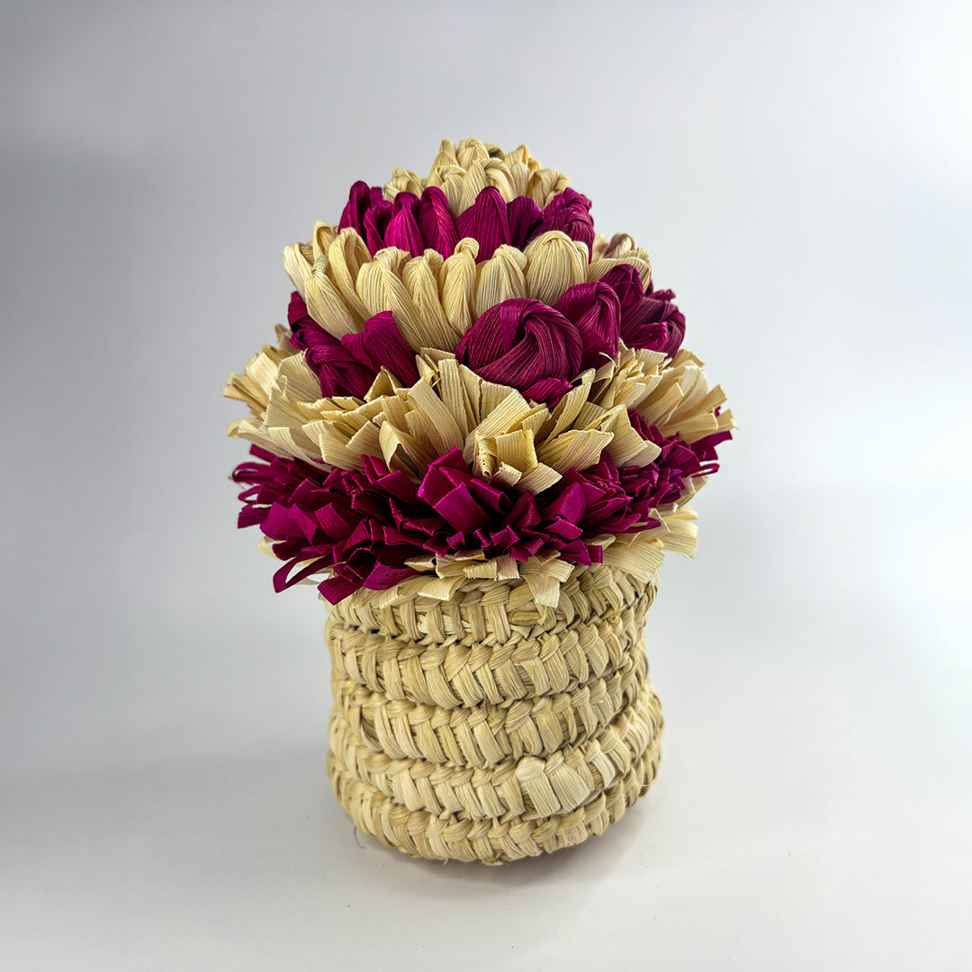 Cornhusk Flower With Cornhusk Basket